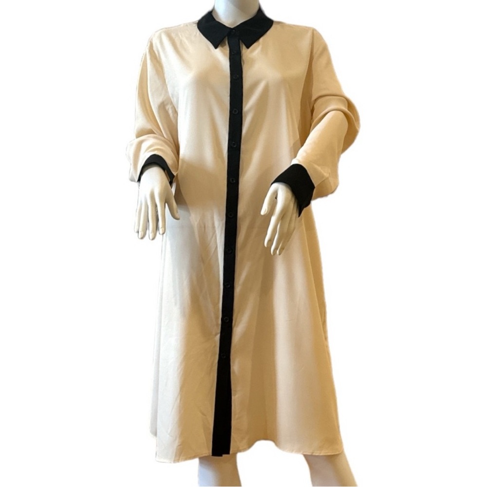 Elegant Beige and Black Women's Dress Sz XL